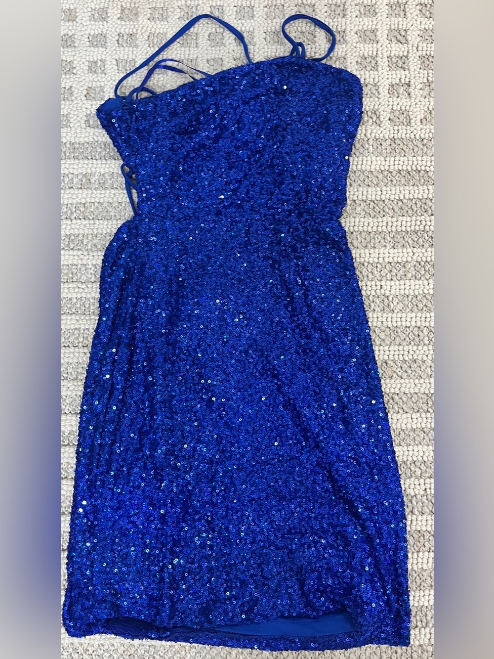 Fashion nova Veronica blue sequin mini dress junior large